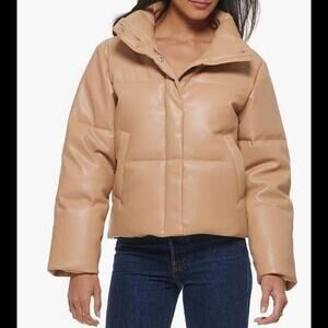 Levi's Tan Vegan Leather Puffer Jacket